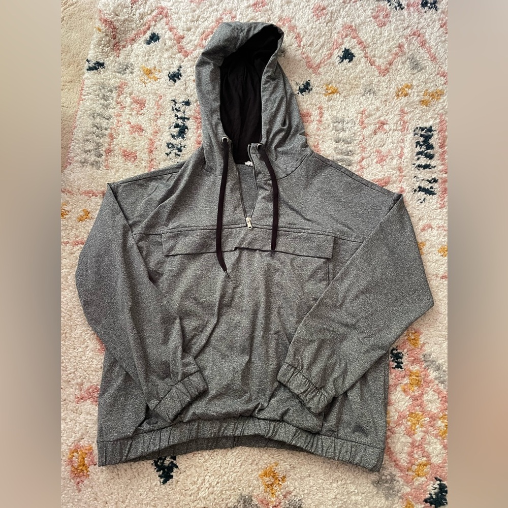 Forever 21 athletic activewear gray hoodie half quarter zip